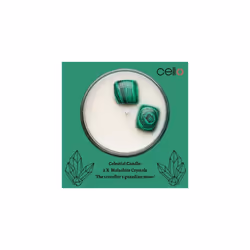 Celestial Scented Candle with Malachite Gemstones. A Stunning Metallic Pink Candle with Green Crystals. The Ideal Scented Candles, That are Suitable