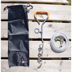RAC Tie Out Stake & Cable Travel Kit for Dogs - 15FT