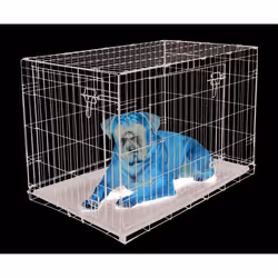 RAC Dog Puppy Cage Folding 2 Door Crate Plastic Tray Large 36" Black