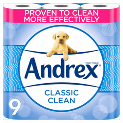 Andrex Classic Clean Toilet Tissue, Pack of 9