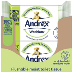 Ultra Care Washlets, 12 Packs - Flushable Toilet Wipes - Skin Kind Soothing Wipes - Contains Aloe Vera and Prebiotic Lotion- Biodegradable and Plastic