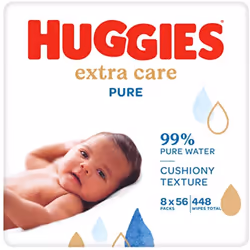 Pure Extra Care Baby Wipes 8 packs, 56 Count (448 Wet Wipes Total)