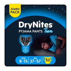 DryNites, Boys' Pyjama Pants, Sizes 8-15 Years (52 Pants) - Discrete Night Time Pants - Maximum Protection to Manage Child an ...