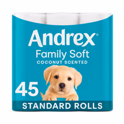 Andrex Toilet Roll, Coconut Fresh Fragrance Toilet Paper, 45 Rolls