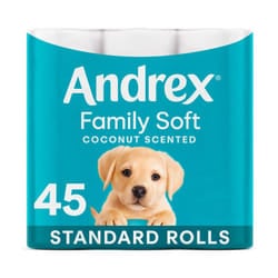 Andrex Toilet Roll, Coconut Fresh Fragrance Toilet Paper, 45 Rolls