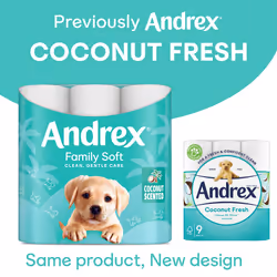 Andrex Toilet Roll, Coconut Fresh Fragrance Toilet Paper, 45 Rolls