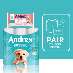 Andrex Toilet Roll, Coconut Fresh Fragrance Toilet Paper, 45 Rolls