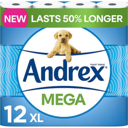 Andrex Classic Clean Mega Toilet Roll 12 Mega XL Rolls