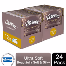 24x Kleenex Facial Tissues Ultra Soft Mega Pack Luxury & Silky Tissues