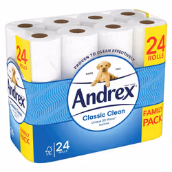 Classic Clean Toilet Rolls - 24 Toilet Roll Pack - Bulk Buy Toilet Roll - Unbeatable Clean with Unique 3D Wave Toilet Paper