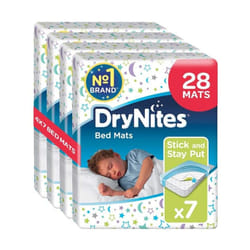Huggies DryNites Disposable Bed Mats, Mattress Protector, 4 Packs of 7 Mats (28 Mats Total)