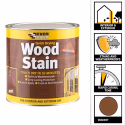 Everbuild Wood Stain, Satin, Walnut - 750ml