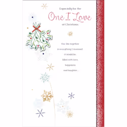 For The One I Love Traditional Embellished Christmas Card Special Xmas Cards