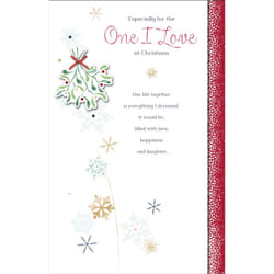 For The One I Love Traditional Embellished Christmas Card Special Xmas Cards