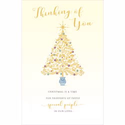 Thinking Of You Tree Traditional Christmas Greeting Card Lovely Verse Xmas Cards