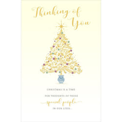Thinking Of You Tree Traditional Christmas Greeting Card Lovely Verse Xmas Cards