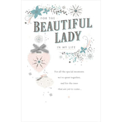 Beautiful Lady In My Life Traditional Embellished Christmas Card Xmas Cards