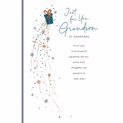 Just For You Grandson At Christmas Foiled Christmas Card Xmas Greeting Cards