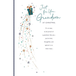 Just For You Grandson At Christmas Foiled Christmas Card Xmas Greeting Cards