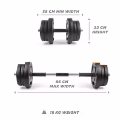 Phoenix Fitness Dumbbells Weight Set - Adjustable 2-in-1 Barbell Set for Exercise, Muscle and Strength Training - Weight: up to 15kg - Additional view 9
