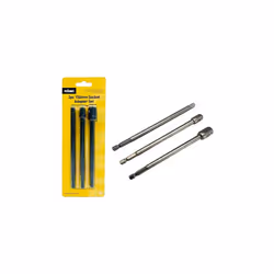 Rolson Socket adaptor set - converts 1/4" hex shank to 1/4",3/8" and 1/2" square socket drivers and extends to 150mm long 30409