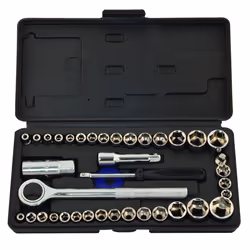 1/4" & 3/8" 40 Piece Drive Socket Set - 14 38 36109 Rolson Tool Ratchet Case - socket set 40 14 38 drive 36109 rolson piece ...