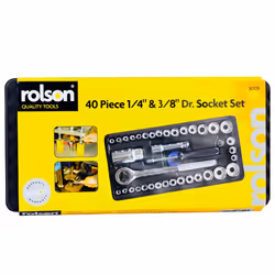 1/4" & 3/8" 40 Piece Drive Socket Set - 14 38 36109 Rolson Tool Ratchet Case -  socket set 40 14 38 drive 36109 rolson piece tool ratchet case