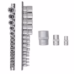 Rolson E Socket Set: 14 sizes with 3 different drive shaft widths 38640
