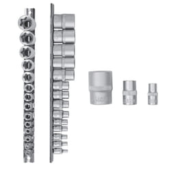 Rolson E Socket Set: 14 sizes with 3 different drive shaft widths 38640