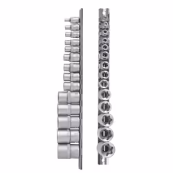 Rolson E Socket Set: 14 sizes with 3 different drive shaft widths 38640