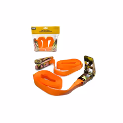 Rolson Twin Pack 5m x 25mm wide Endless Ratchet Straps - Polyester webbing highly visible orange 44207