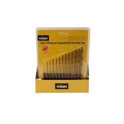 Rolson 13pc Titanium coated HSS drill bit set 48621