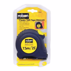 Tape Measure 7.5M 24Ft Lockable Hard Wearing Measure 7.5m x 25mm Rolson 50567