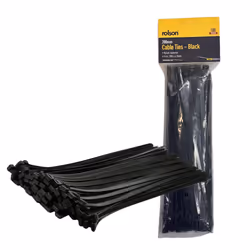 Cable Ties 200mm x 4.8mm Black Pack of 100 Strong Nylon for Indoor Outdoor Use