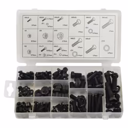 180 Piece Nut & Bolt Assortment -  set 180pc 220pc 246pc nuts bolts washers metric assort m3 m4 m5 m6 m8 m10 assortment rolso ...
