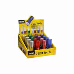 Rolson 61693 9 LED Aluminium Torch - Colours Vary