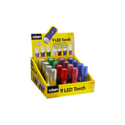 Rolson 61693 9 LED Aluminium Torch - Colours Vary