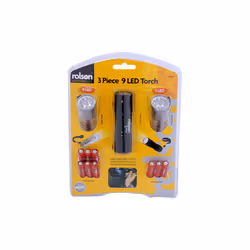 1 Pack - Rolson 61760 3pc 9 LED Aluminium Torch Set