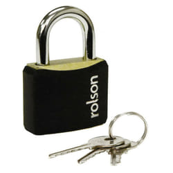 Steel Padlock 30mm 40mm 50mm 60mm Black Steel Body Brass Cylinder 3 Keys Safety Lock Rolson - 30mm