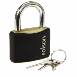 Steel Padlock 30mm 40mm 50mm 60mm Black Steel Body Brass Cylinder 3 Keys Safety Lock Rolson - 40mm