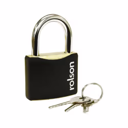 Steel Padlock 30mm 40mm 50mm 60mm Black Steel Body Brass Cylinder 3 Keys Safety Lock Rolson - 50mm