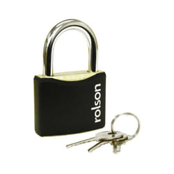 Steel Padlock 30mm 40mm 50mm 60mm Black Steel Body Brass Cylinder 3 Keys Safety Lock Rolson - 50mm