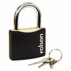 Steel Padlock 30mm 40mm 50mm 60mm Black Steel Body Brass Cylinder 3 Keys Safety Lock Rolson - 60mm