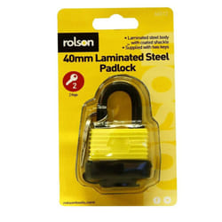 40mm Weatherproof Heavy Duty Laminated Steel Padlock Key Shed Door Rolson 66512