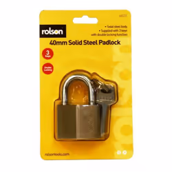 40mm Weatherproof Heavy Duty Solid Steel Padlock Key Shed Door Rolson 66531