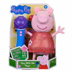 08117, Sing With Me Peppa, Interactive Feature Plush, Musical Soft Microphone, Toys, Gift for Preschoolers, Multicolour