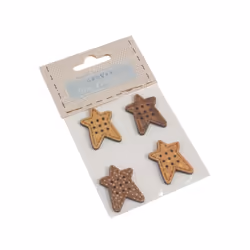 Fabric Covered Wood Buttons - per pack of 4