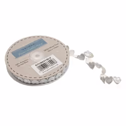 Minerva 15mm Glitter Heart Trim Silver - per metre