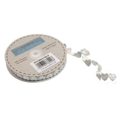 Minerva 15mm Glitter Heart Trim Silver - per metre