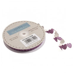 Minerva 15mm Glitter Heart Trim Pink - per metre